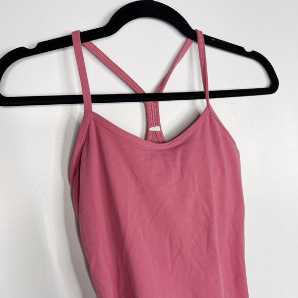 Lululemon Womens 2 Moss Rose Pink Power Pose Tank Top Built In Bra Luon Stretch - Picture 3 of 8